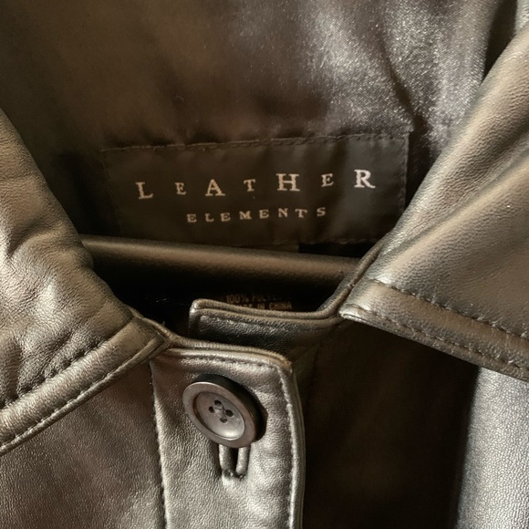 Unisex black leather jacket button down - Picture 4 of 15